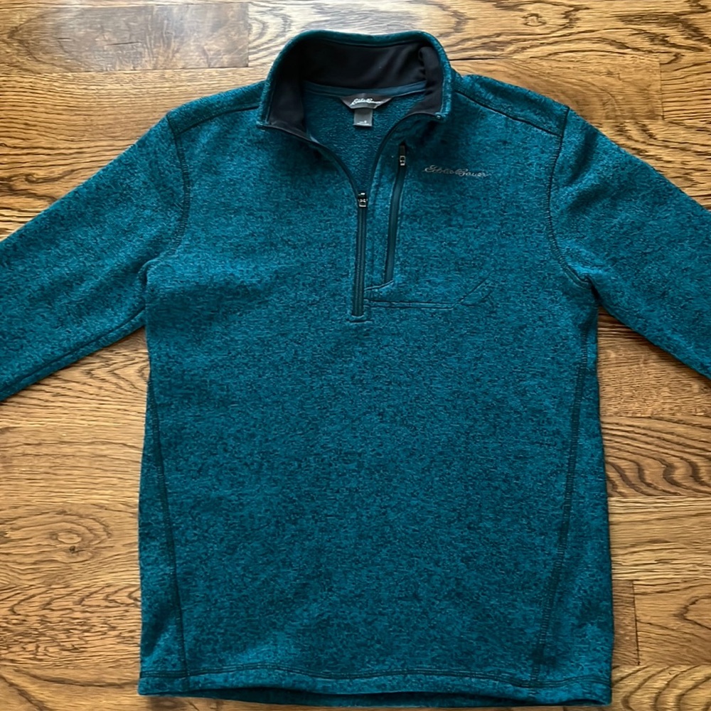 Eddie Bauer Men Sz L 1/4Zip Soft Micro Fleece Pullover Lightweight Jacket